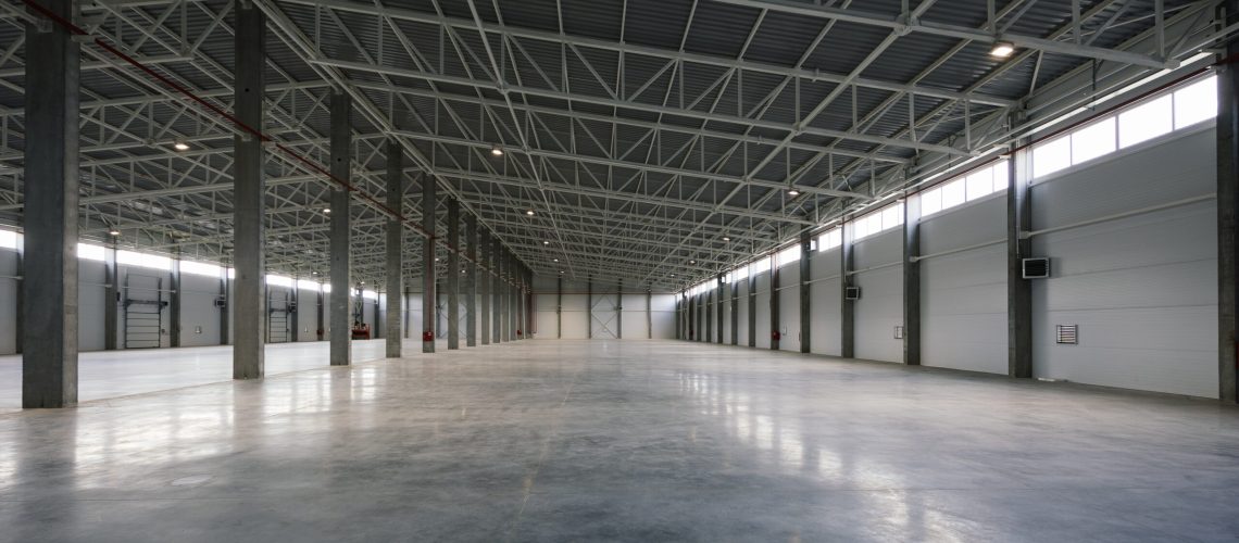 Big,New,Empty,Industrial,Building,,Warehouse,Or,Commercial,Space.